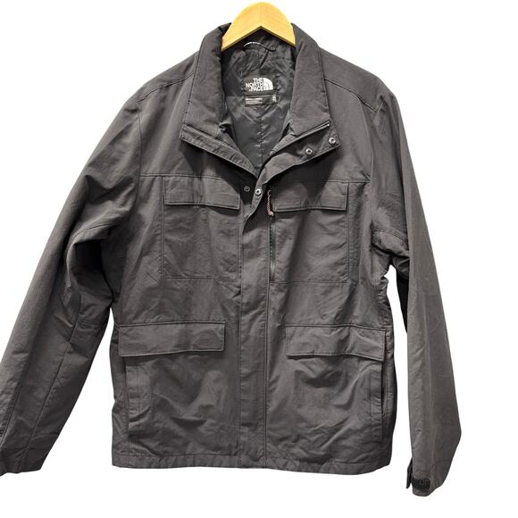 The North Face Jacket Mens XL Black Field Outdoor Nylon 6 Pocket Full Zip Snap - Picture 1 of 8